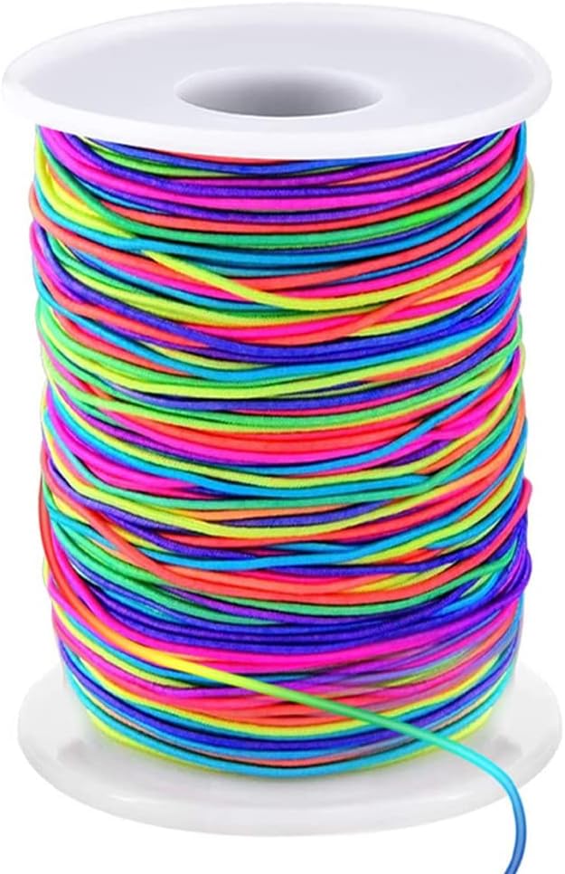 Elastic String for Bracelets, 1mm x 330 Feet Sturdy Rainbow Elastic Cord for Jewelry Making, Necklaces, Beading and Crafts-DeskLoop Office