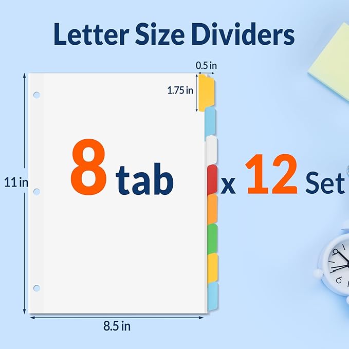 SUNEE Binder Dividers with Colorful Write On & Erase Tabs - Image 2