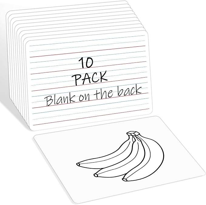 10 Pack Double-Sided Dry Erase Whiteboards, 12” x 8” –Alphabet & Number by Unknown