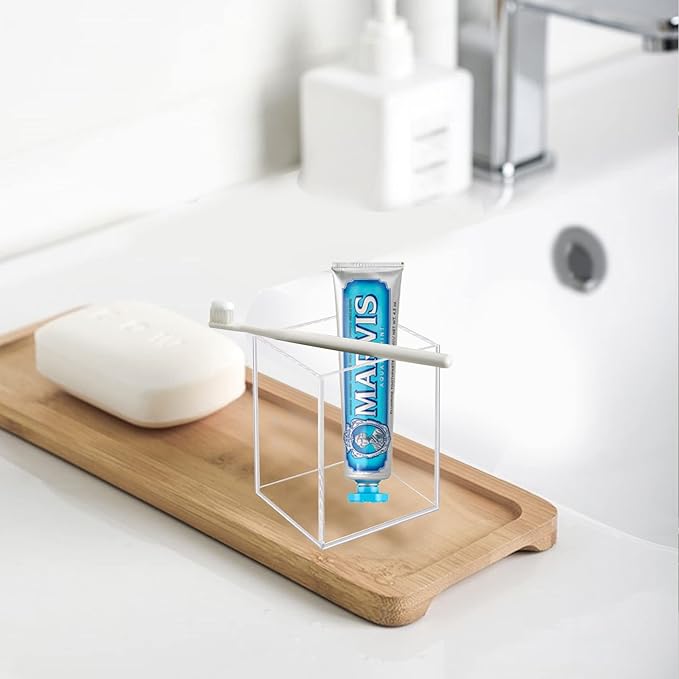 2 Pack Acrylic Pen Pencil Holder, Clear Makeup Brush Holder Cup Storage Office Desktop Desk Table Stationery Organizer-DeskLoop Office