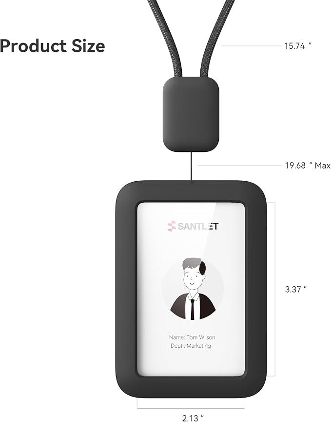Lanyards for ID Badges Holder, SANTLET Silicone ID Badge Holder Name Card Case - Image 8