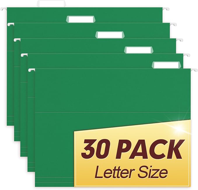 HERKKA Hanging File Folders, 30 Pack Reinforced Letter Size Hanging Folders by HERKKA