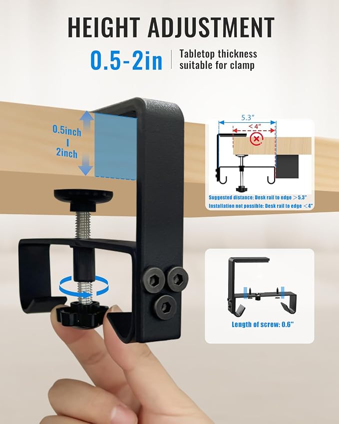 No Drill Cable Management Under Desk, Clamp/Screw Mount Cable Tray, Premium - Image 5