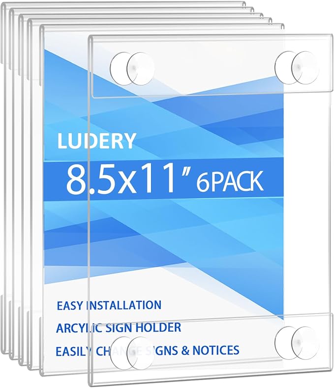 Acrylic Window Sign Holder 8.5 x 11 by Ludery