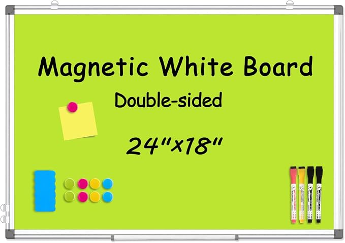 WALGLASS Magnetic Whiteboard 24"x18" Dry Erase White Board by WALGLASS