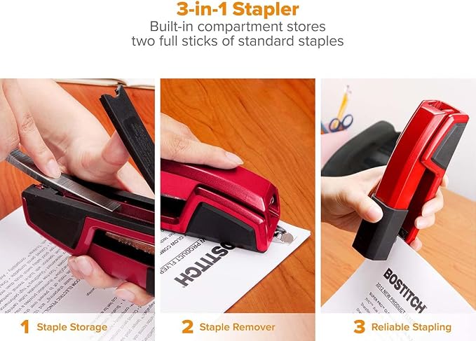 Bostitch Office Epic Metal 3 in 1 Stapler, 25 Sheet Capacity, Includes 210 - Image 2