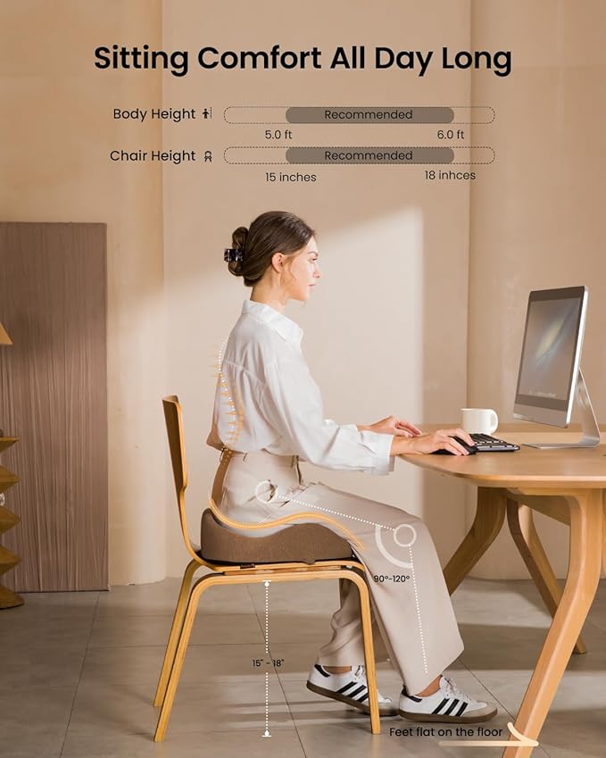 ProtoArc Seat Cushion, Office Chair Cushion for Sciatica, Coccyx Cushion, Ergonomic Memory Foam Seat Cushion for Car, Home, Pressure Relief Pad for Hip, Tailbone, All Day Comfort - Coffee-DeskLoop Office