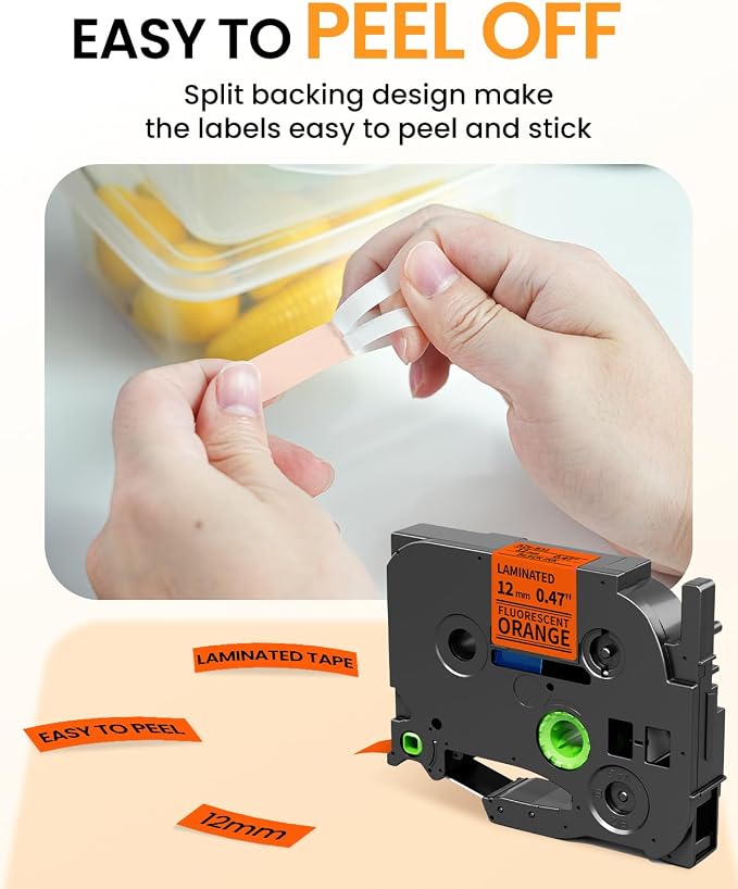 Replacement for Brother P Touch Label Tape Black on Fluoresent Orange TZe-B31 - Image 3