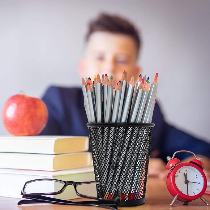 SLSON 4 Pack Pen Holder Metal Mesh Pencil Holders Round Shaped Pen Holders - Image 5