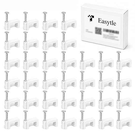 Cable Clips Nail in Cable Clips 100 Pcs 8mm Flat Ethernet Cable Wall Clips by Easytle
