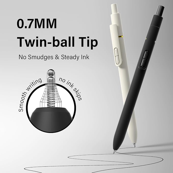 0.7mm Gel Pens Black Ink, 8 Pack Retractable Pens - Image 3