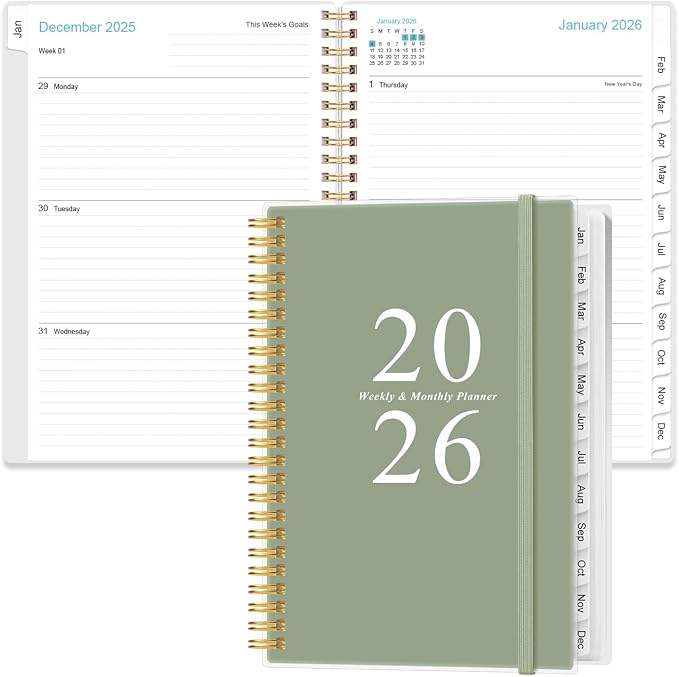 2026 Planner - A5 Weekly & Monthly Planners Spiral Bound, January 2026 - by Heveboik