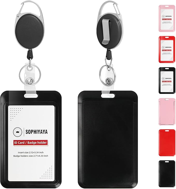 ID Badge Holder with Clip Badge Reels Retractable Heavy Duty Id Card with by SOPHIYAYA