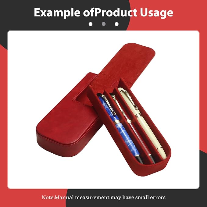 PU Leather Triple Pen Case Pencil Pouch Holder - Image 4