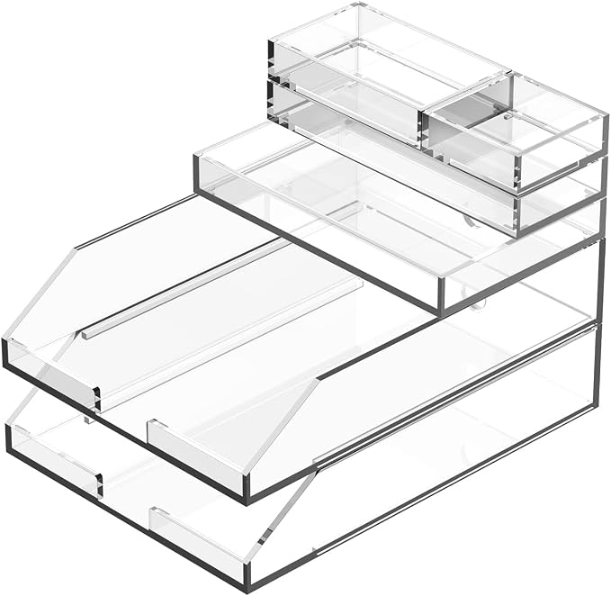 Clear Acrylic Desk Organizer for Office or Home Desk Drawer Dividers, Makeup - Image 7