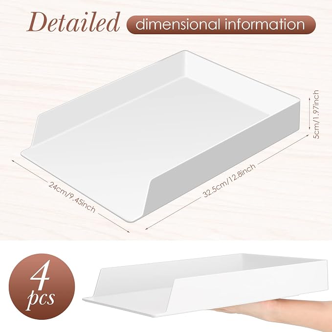 4 Pcs Stackable Desk Organizer Trays Rectangular Plastic Desk Holder Desktop - Image 2