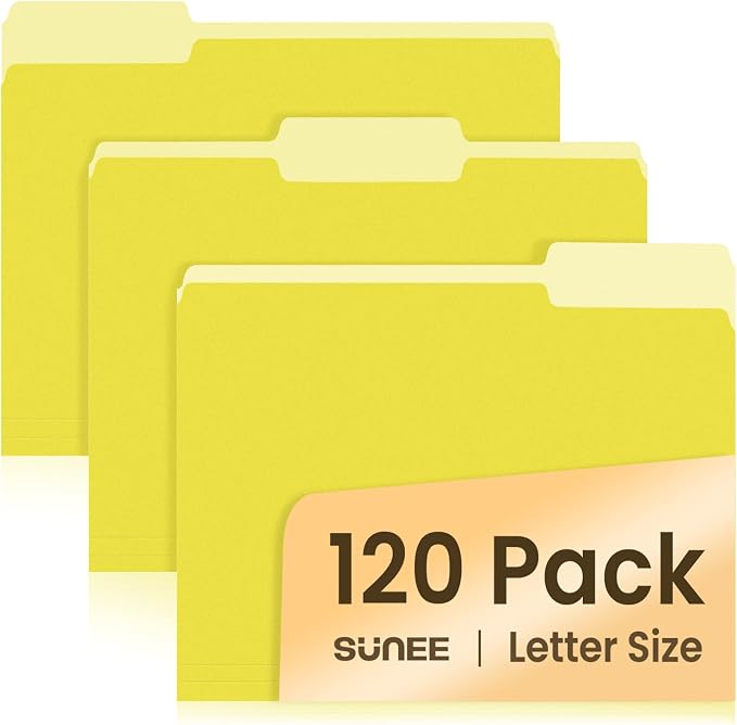 SUNEE File Folders, 120 Pack Manilla Folders 8.5 x 11, Colored File Folders by SUNEE