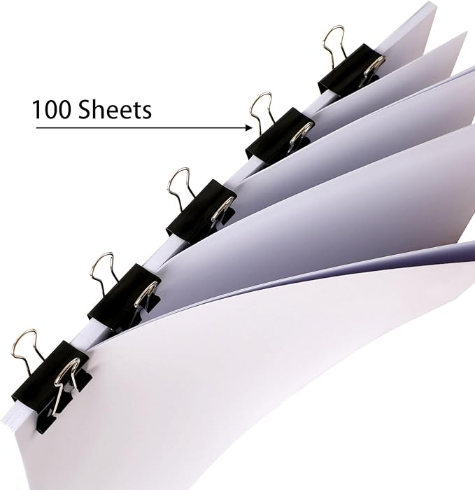 SANNIX 36 PCS Medium Binder Clips, 1-1/4 inch 32mm Binder Clips Black Paper Clamps Medium Size for Office Home School-DeskLoop Office