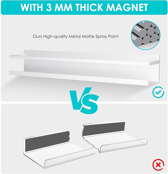 2 Pcs Magnetic Metal Book Shelves, 15.7'' x 2.7'' x 2.7'', Special - Image 4