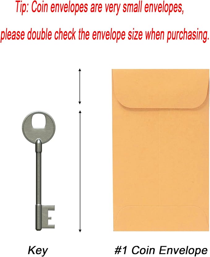 Xxcxpark 200PCS #1 Coin Envelopes 2.25x3.5 inches Brown Kraft Envelopes Classic - Image 2