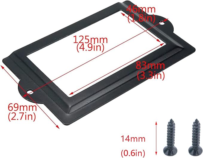 Antrader 6 Pcs 3.3" x 1.8" Office Label Holder, Metal Label Frame, Matte Black - Image 2