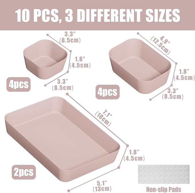 Drawer Organizers Bins 10 PCS for Bathroom Makeup Desk Office | - Image 2