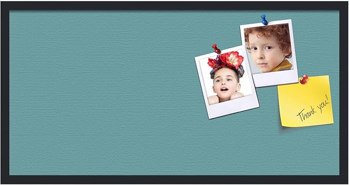 PinPix 36x18 Inch Cork Bulletin Board. This Decorative Framed Pin Board Comes with Aqua Pastel Design and a Satin Black Frame. Ideal for Home Office Decor or Message Board (PinPix-1806)-DeskLoop Office