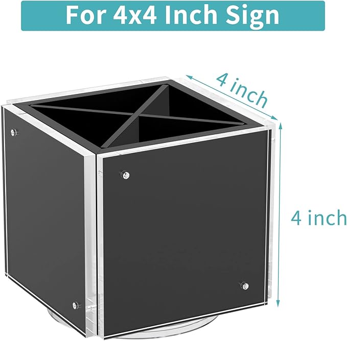 HIIMIEI Acrylic Rotating Pen Holder for Desk, Pencil Holder Picture Frame Holds 4 Family Photos of 4"x4", Desk Pen holder Organizer for Office, Classroom, Home, Kids (Black)-DeskLoop Office