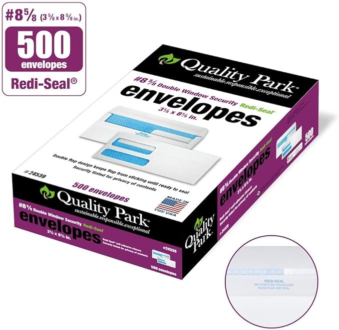 Quality Park #8 5/8 Security Envelopes, Double Window, Self Seal Envelopes - Image 4