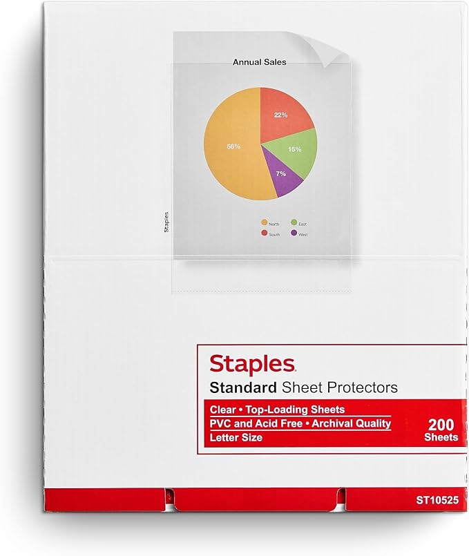 Staples Medium Weight Sheet Protectors, Letter Size, Top-Loading, Non-Glare - Image 4