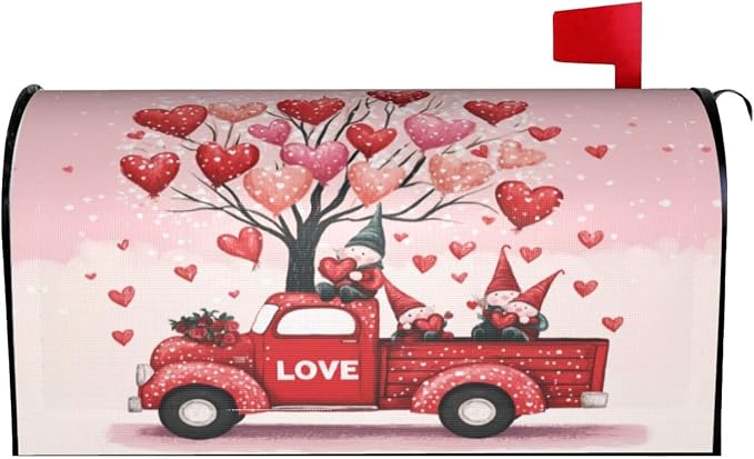Valentines Day Heart Shape Balloon Romantic Love Welcome Magnetic Mailbox Cover by Ouqiuwa