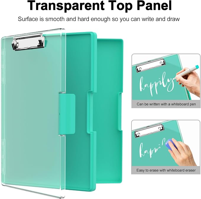 Piasoenc Clipboard with Storage, 8.5 x 11 Clip Boards with 2 Storage, Folio & - Image 4