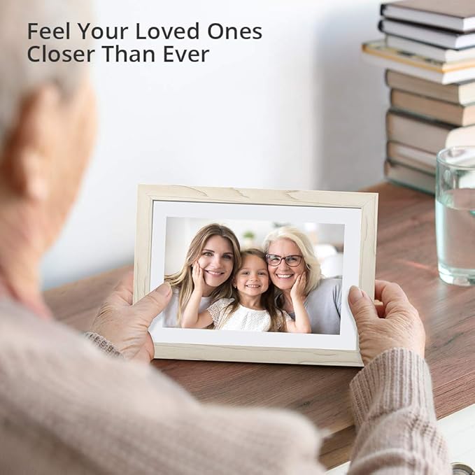 Dragon Touch Digital Picture Frame WiFi 10 inch IPS Touch Screen Digital Photo Frame Display, 32GB Storage, Auto-Rotate, Share Photos via App, Email, Cloud, Classic 10 White, XKS0001-WT-US2-DeskLoop Office