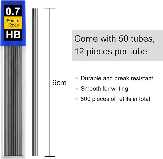 Coopay 600 Pieces Lead Refills 0.7 mm HB Break Resistant Mechanical Pencil - Image 4