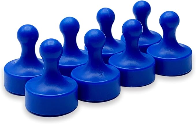 GLASSBOARD STUDIO Powerful Neodymium Magnets, Pawn-Shaped - Strong Fridge/Refrigerator and Whiteboard Magnet, Ideal for Office, Kitchen, Crafts - Rare Earth, Heavy Duty (8, Blue)-DeskLoop Office
