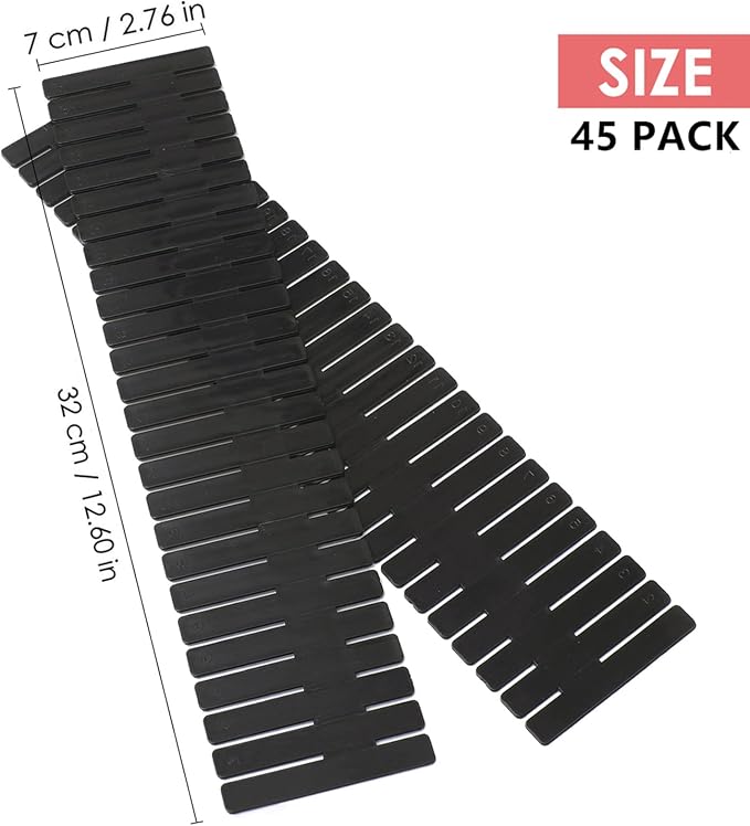 45 Pack Drawer Dividers, Plastic Adjustable Drawer Storage Organizer - Image 2
