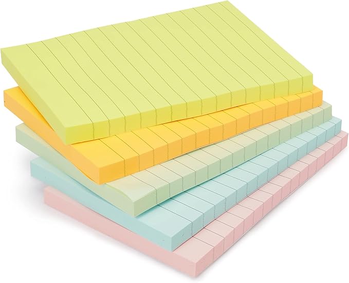 Amazon Basics Lined Sticky Notes, 4x6" Self-Stick Pads by AmazonBasics