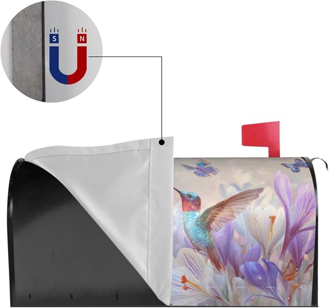 Spring Hummingbird Blooming Flowers Welcome Magnetic Mailbox Cover, Mailbox - Image 4