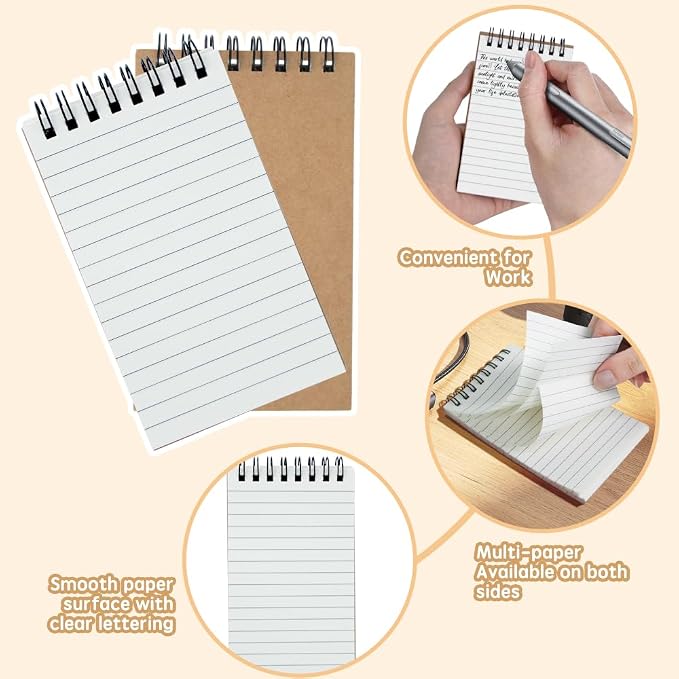 24 Pack 3x5" Spiral Pocket Notebook, College Ruled Small Notepad - Image 4