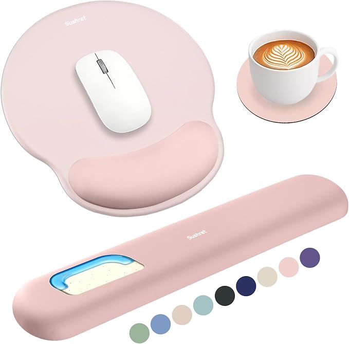 Sushret Mouse Pad and Keyboard Wrist Rest, 3-in-1 Gel Memory Foam Ergonomic by Sushret