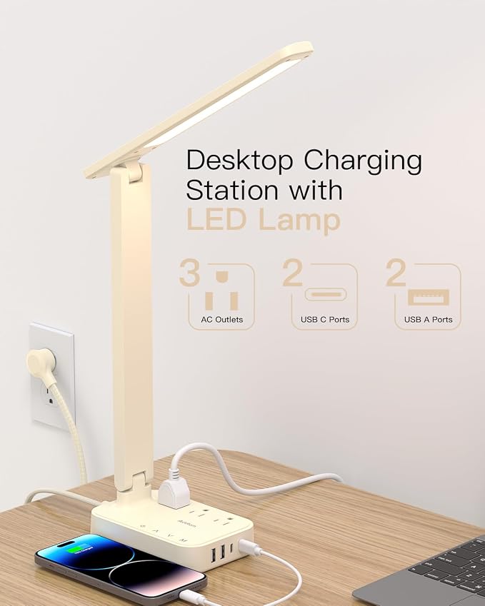 Addtam LED Desk Lamp, Power Strip - Image 2