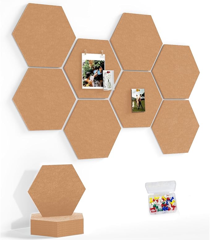 12" Large Bulletin Board with 30 Push Pins, Felt Wall Tiles by Uoisaiko