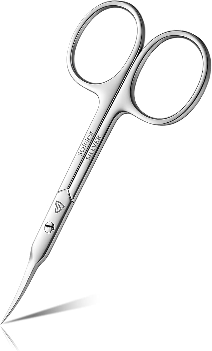 SILLVER Cuticle Scissors Extra Fine Curved, Super Slim Small Scissors by SILLVER