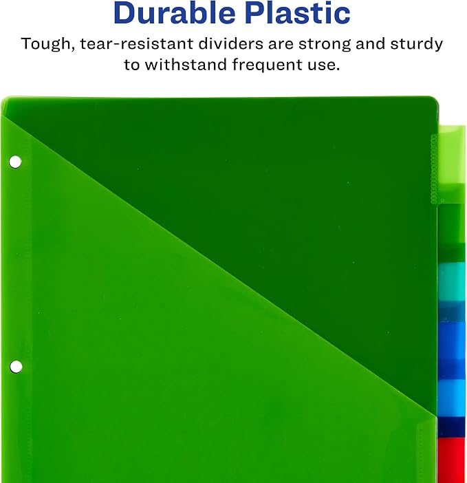 Avery Dividers for 3 Ring Binders, 8-Tab Sets, Two-Pocket Plastic Binder - Image 4