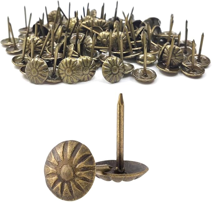 Bronze Upholstery Tacks, 7/16 Inch Antique Daisy Pattern Furniture Nails by lengedhope