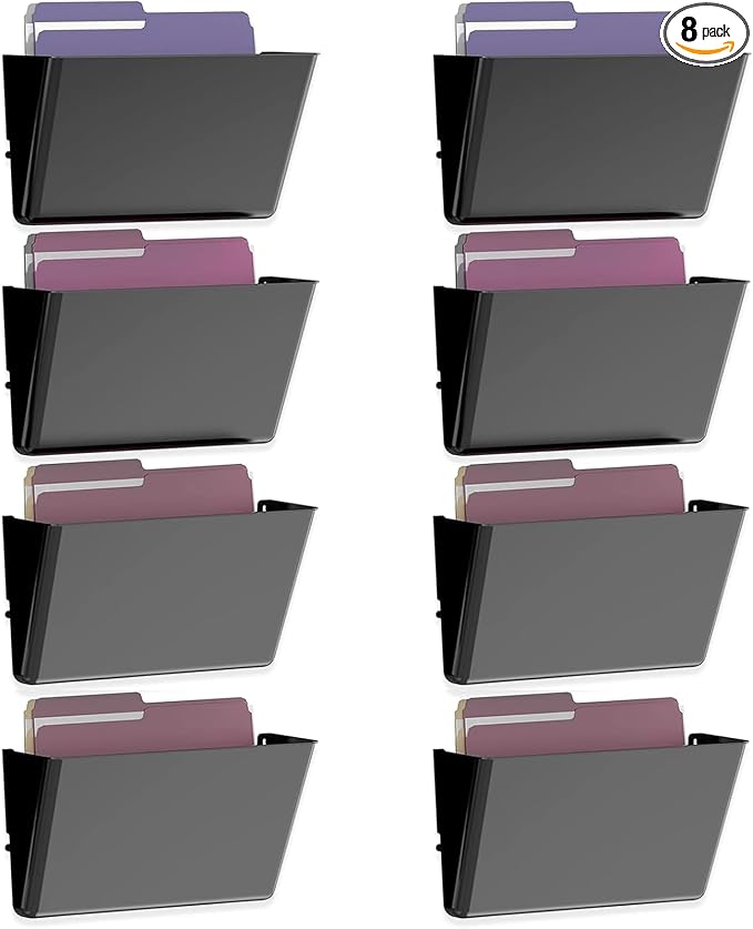 MINDEPOT 8 Pockets Acrylic Wall File Organizer, Plastic Hanging Wall File Holder by MINDEPOT