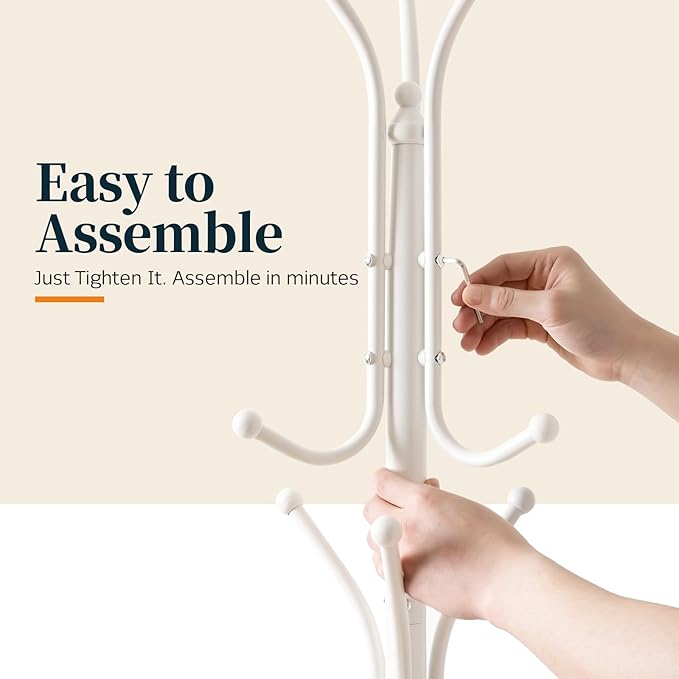 Yoobure Metal Coat Rack Freestanding with Marble Base, Coat Tree with 12 Hooks & Umbrella Holder, Coat Hanger Stand for Corner Entryway Bedroom Office, Heavy Duty Coat Rack Stand for Clothes Hats Bags-DeskLoop Office