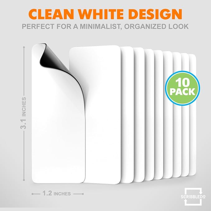 Scribbledo 10 Pack Dry Erase Magnetic Labels 3.1” x 1.2” Writable Strips - Image 4