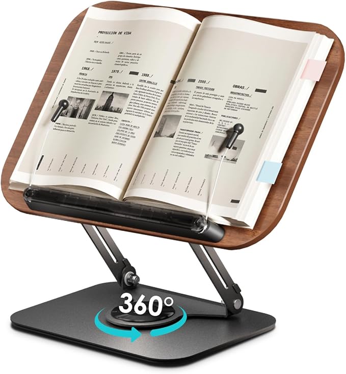 Viozon Book Stand for Reading, Book Holder, Height&Angle Adjustable, 360° by viozon