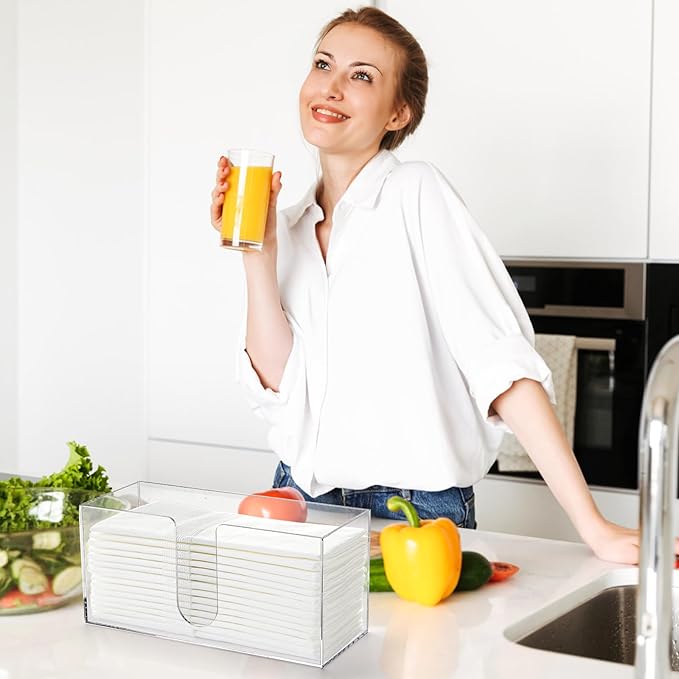 2 Pack Acrylic Paper Towel Holder, Folded Countertop Z-fold C-fold Trifold Napkin Dispenser, Clear Hand Towel Storage Holder Tray for Bathroom, Kitchen, Restaurant-DeskLoop Office